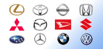 レクサス、トヨタ、日産、ホンダ、三菱、マツダ、ダイハツ、スズキ、スバル、メルセデス・ベンツ、BMW、フォルクスワーゲン等